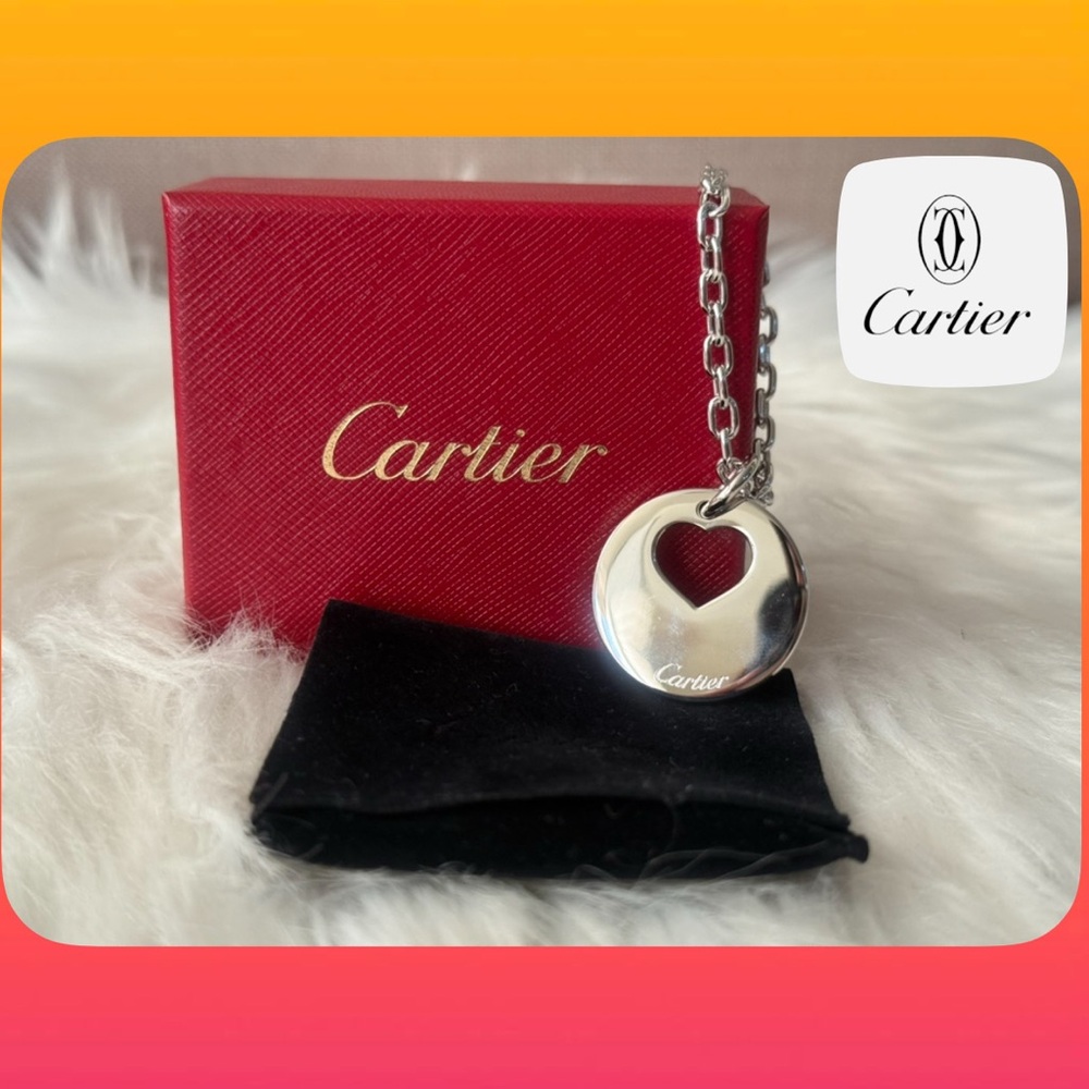 CARTIER Circle Heart Motif Silver Tone Key Ring/ Bag Charm (UNUSED)